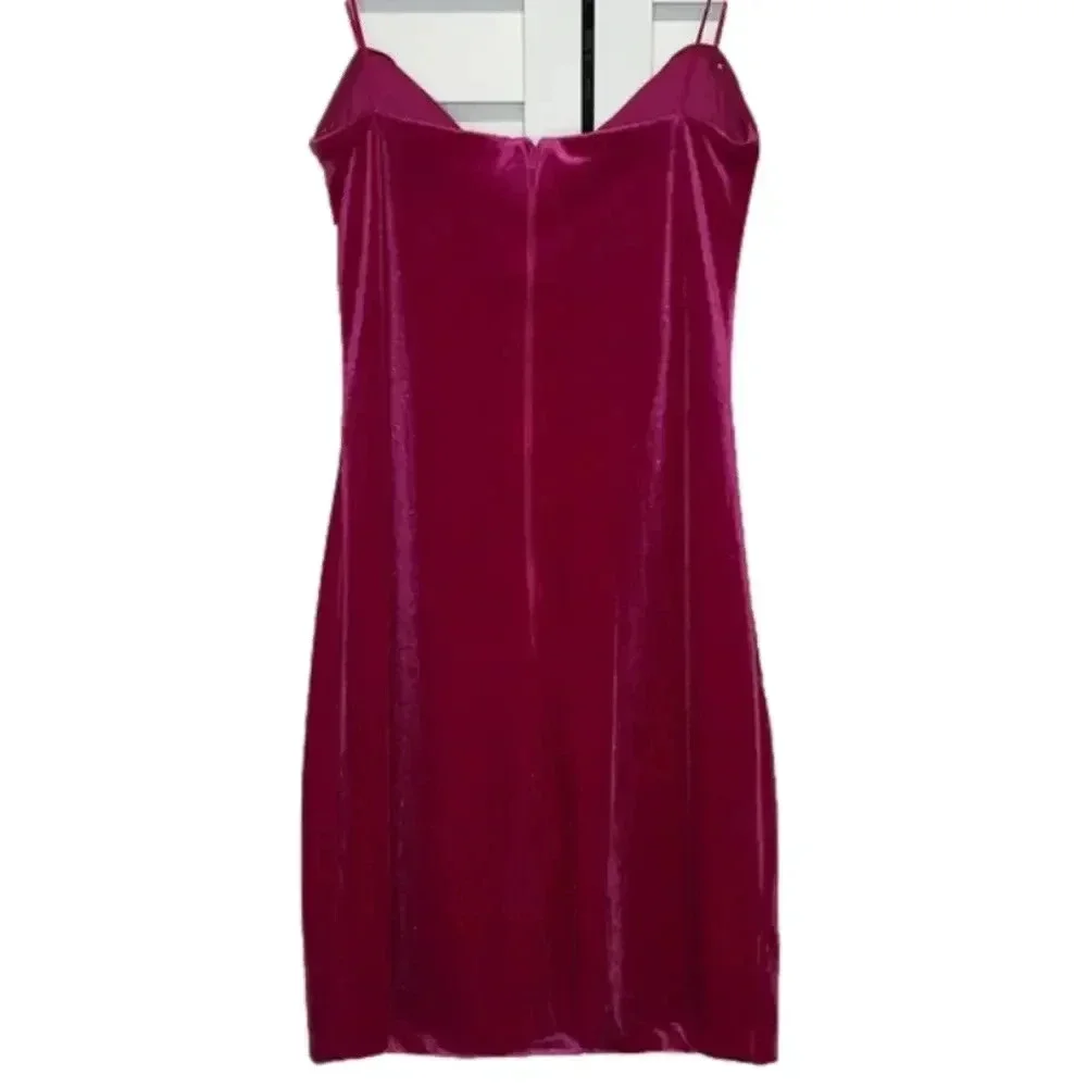 NWT holiday party dress xs strapless hot pink velvet v wire mini dress new years - Picture 12 of 14
